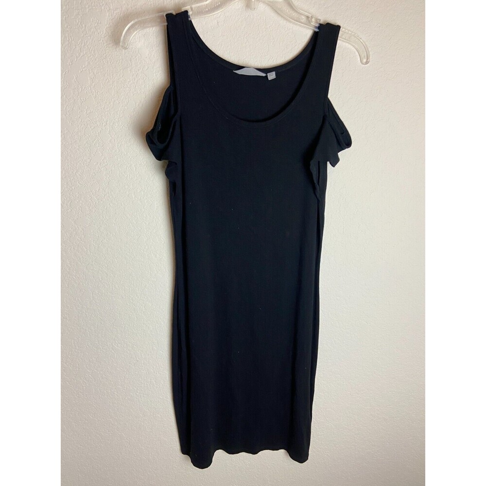 Athleta Womens Dress Black Size S Solid Cold Shoulder Short Sleeve Pullover
